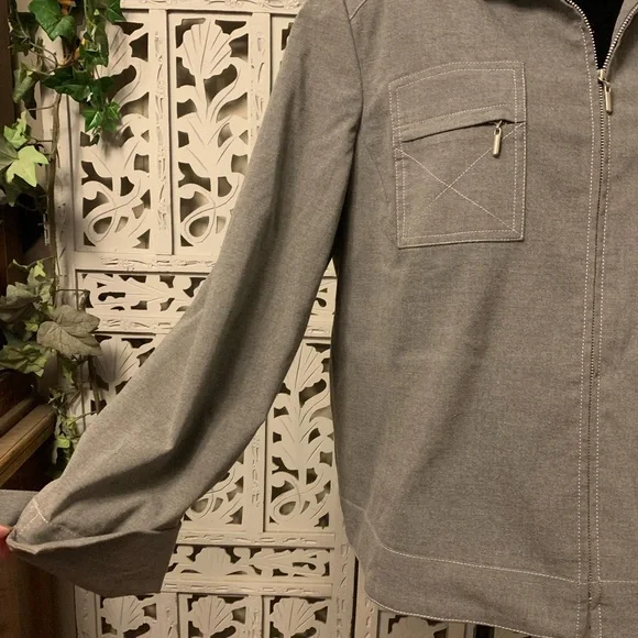 EVAN PICONE REALLY NICE GREY STRETCHY LIGHTWEIGHT LONG SLEEVE ZIP UP JACKET - Picture 6 of 9